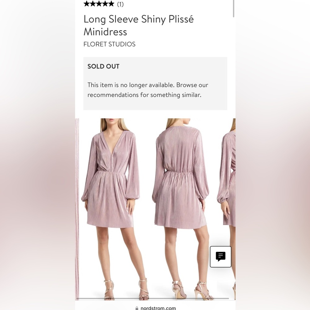Long Sleeve Shiny Plisse Minidress